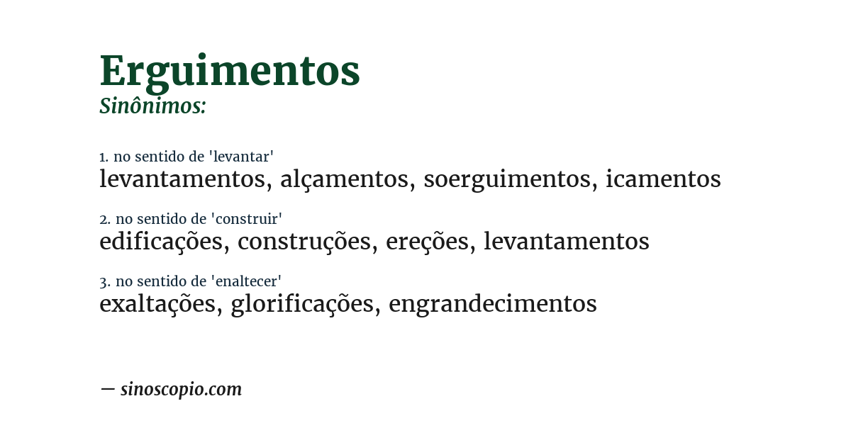 Sinônimo de erguimentos
