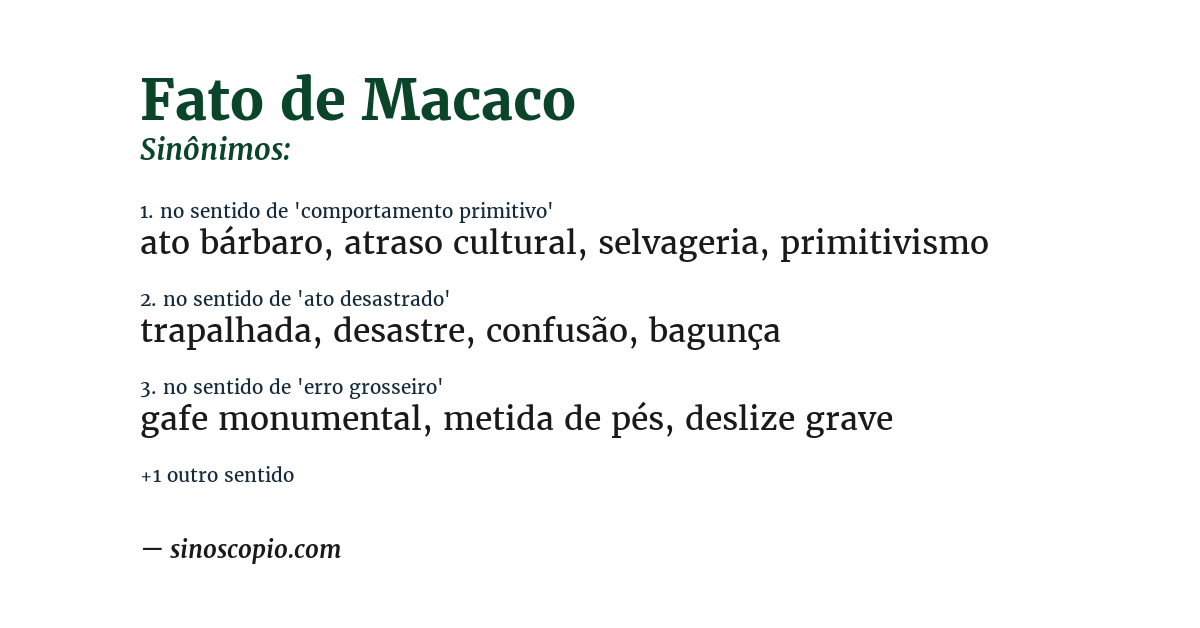 Sinônimo de fato de macaco