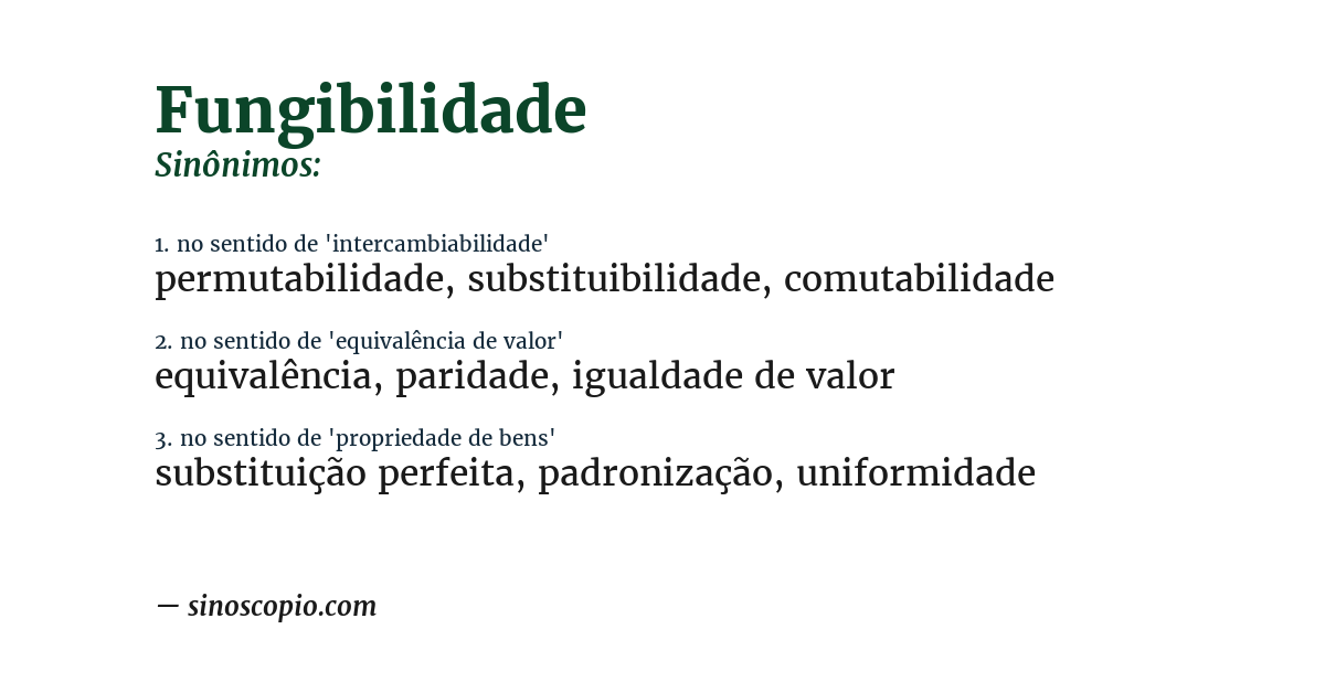 Sinônimo de fungibilidade