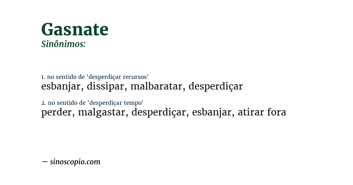 Sinônimo de gasnate