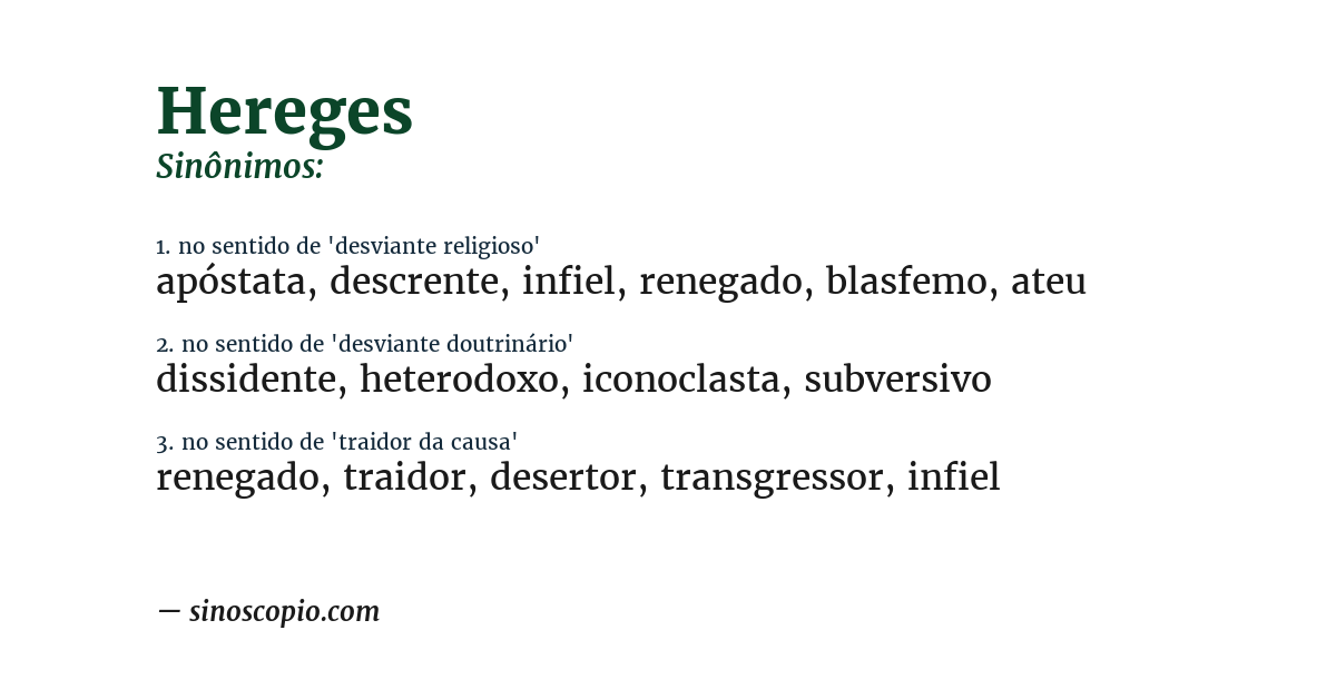 Sinônimo de hereges