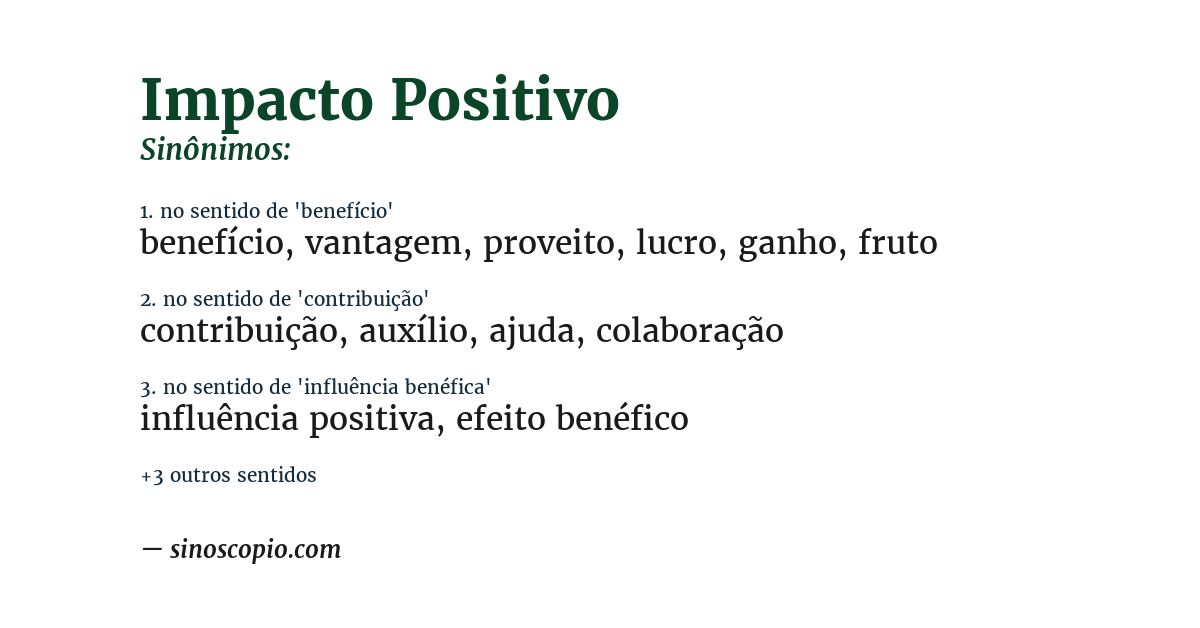 Sinônimo de impacto positivo