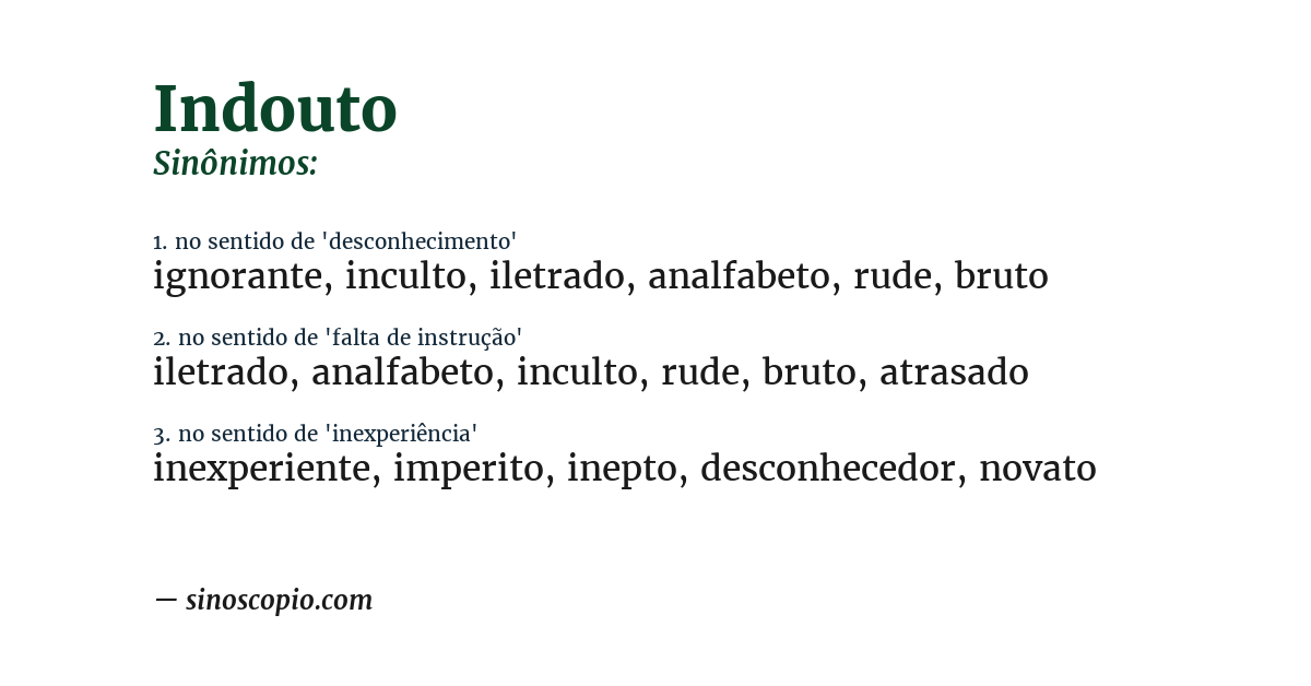 Sinônimo de indouto