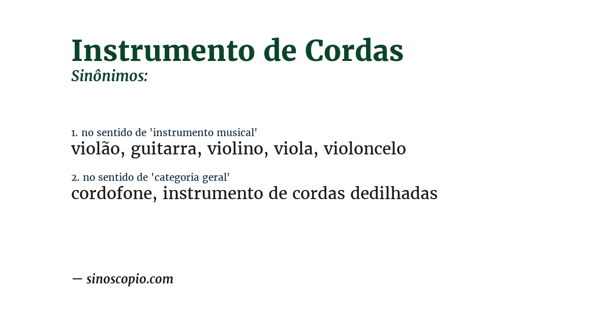 Sinônimo de instrumento de cordas