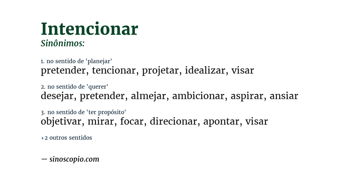 Sinônimo de intencionar