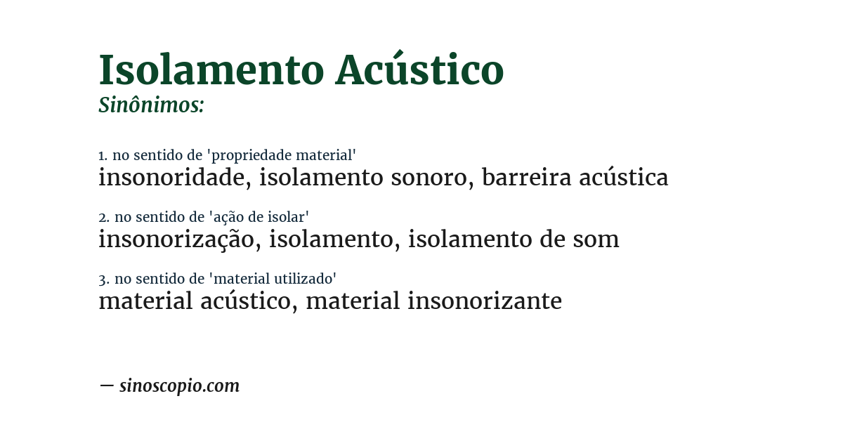 Sinônimo de isolamento acústico