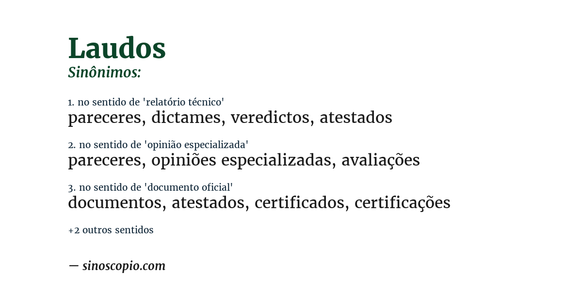 Sinônimo de laudos