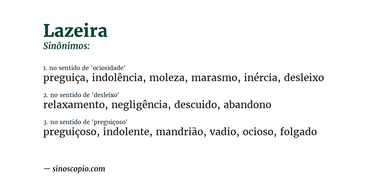 Sinônimo de lazeira