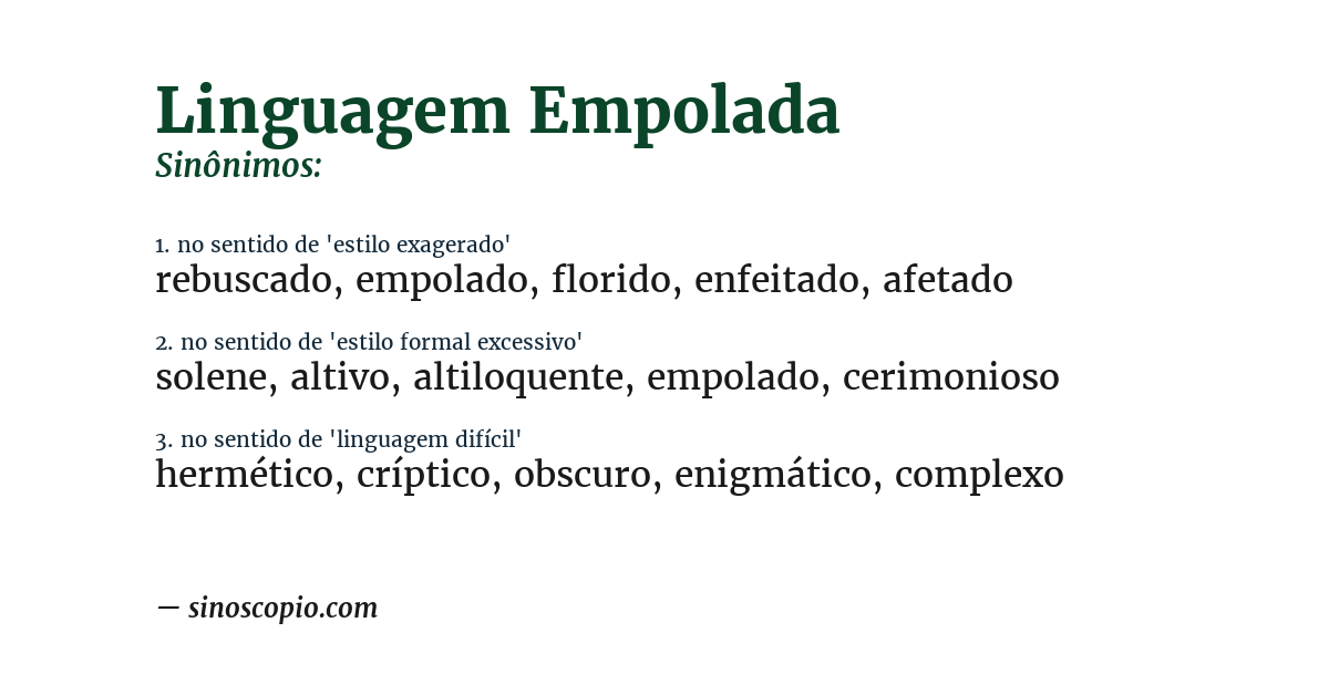 Sinônimo de linguagem empolada