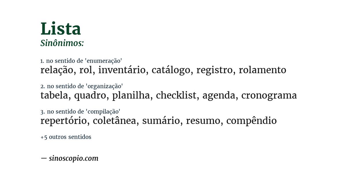 Sinônimo de lista