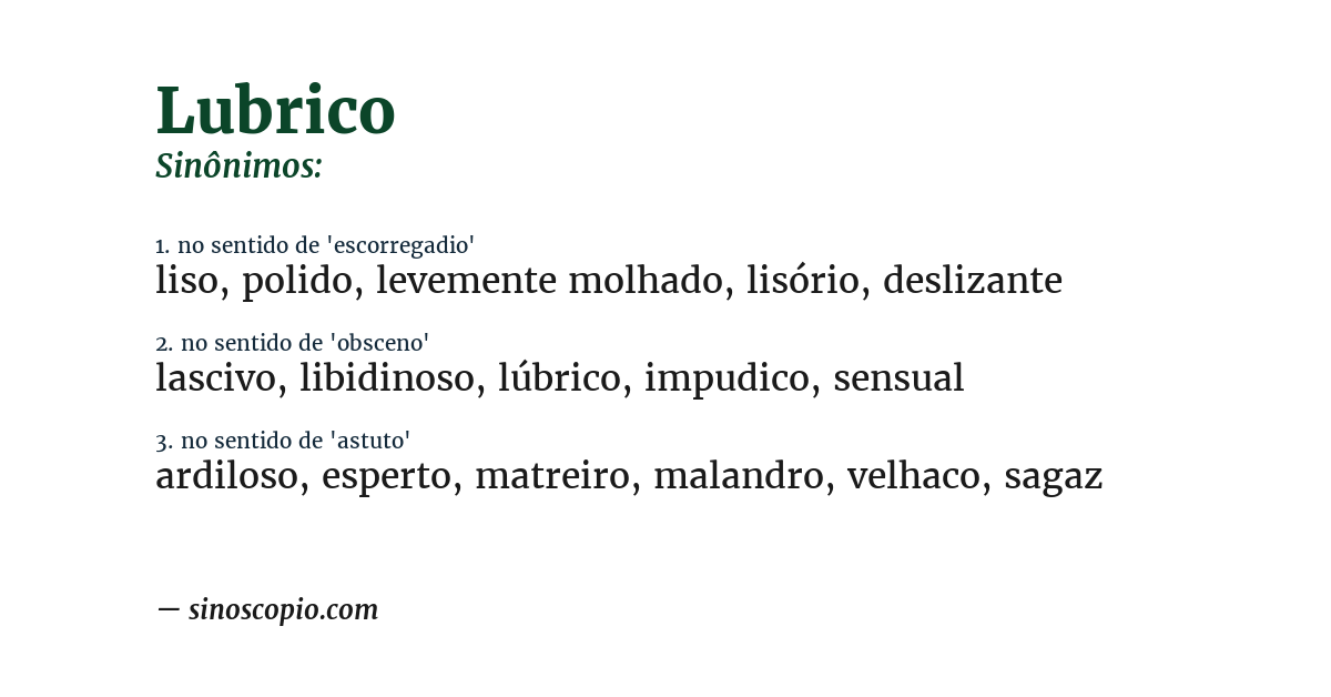 Sinônimo de lubrico