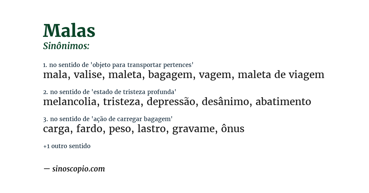 Sinônimo de malas