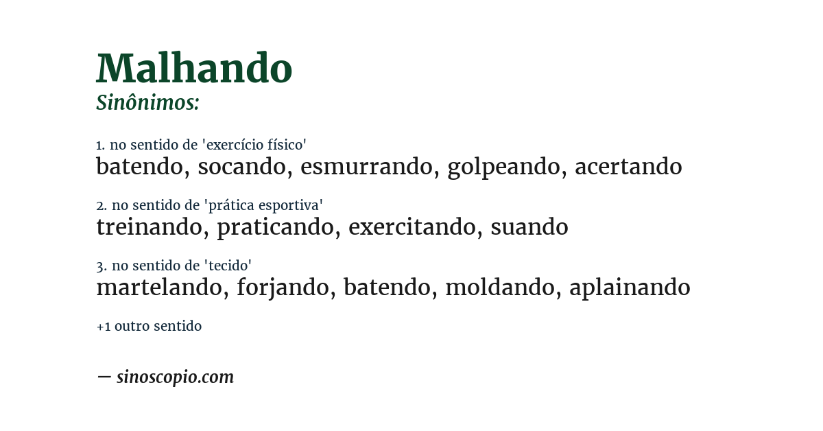Sinônimo de malhando
