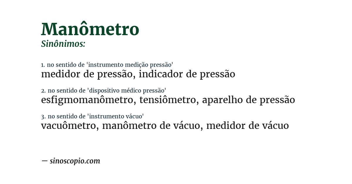 Sinônimo de manômetro