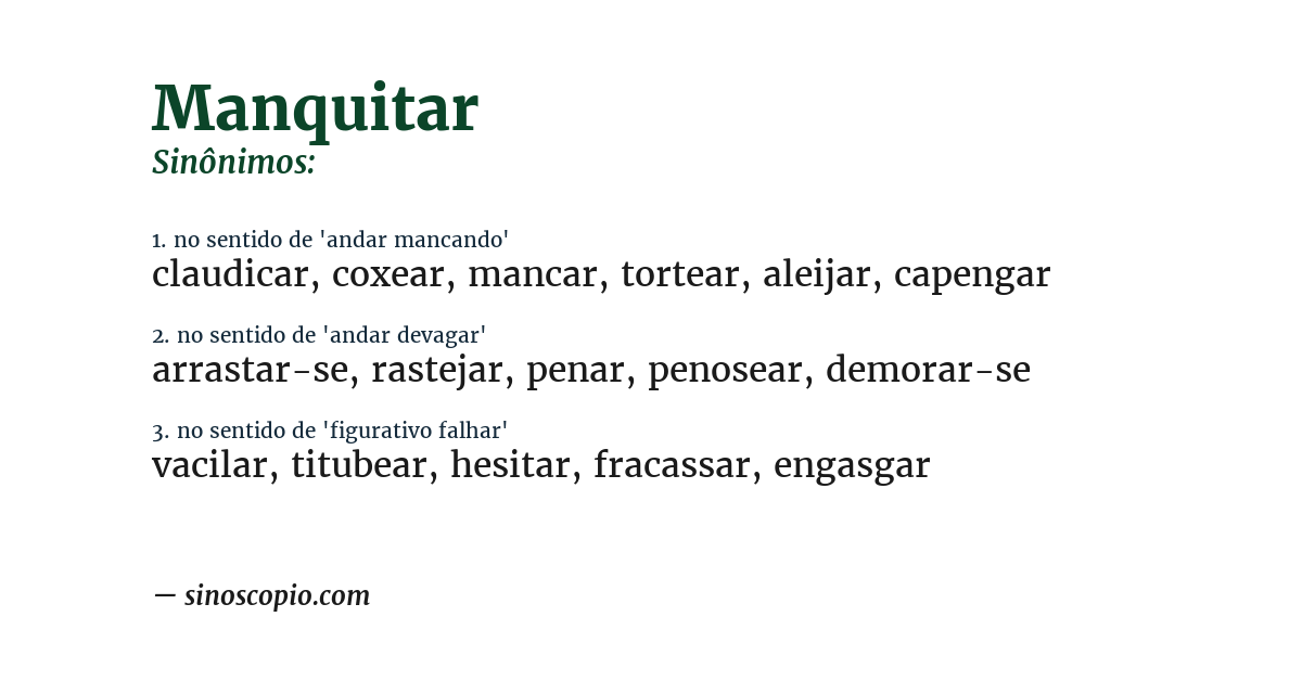 Sinônimo de manquitar