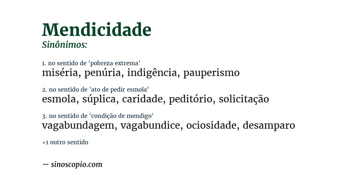 Sinônimo de mendicidade