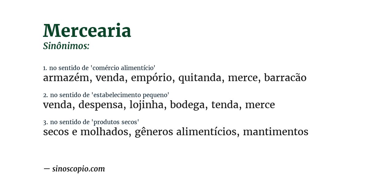 Sinônimo de mercearia