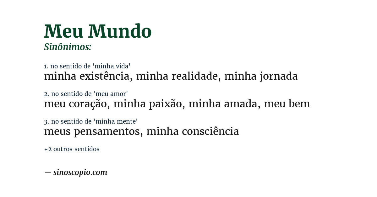 Sinônimo de meu mundo
