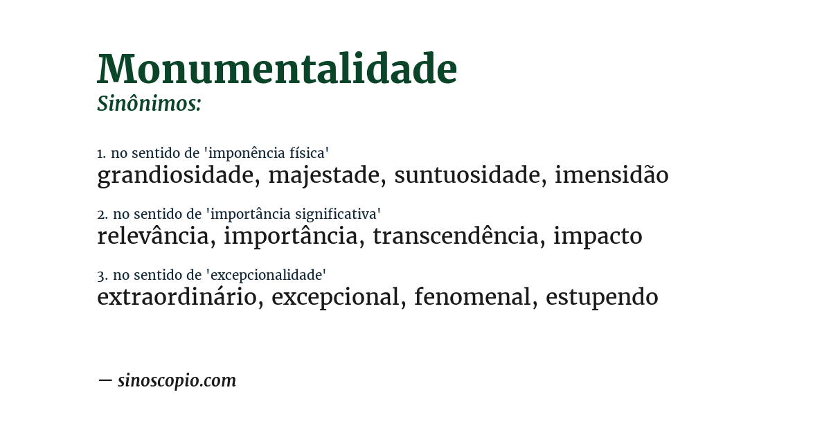 Sinônimo de monumentalidade