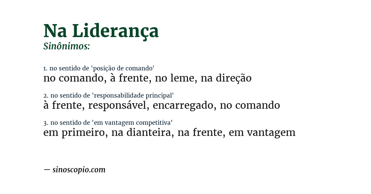 Sinônimo de na liderança