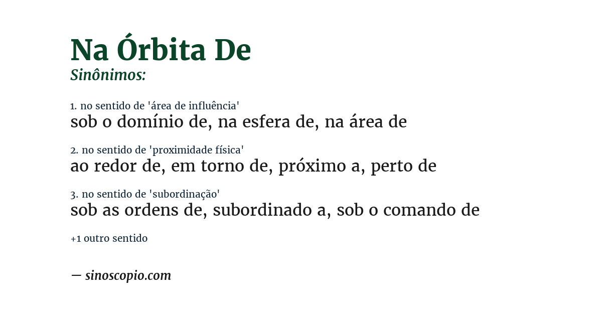 Sinônimo de na órbita de