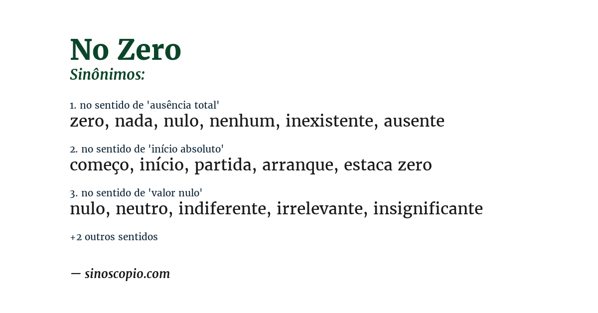 Sinônimo de no zero