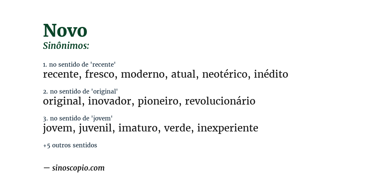 Sinônimo de novo