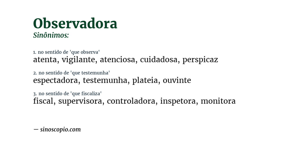 Sinônimo de observadora