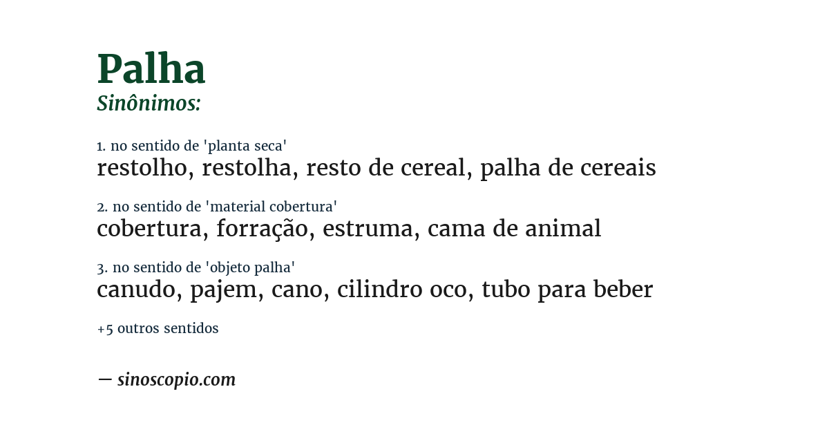 Sinônimo de palha