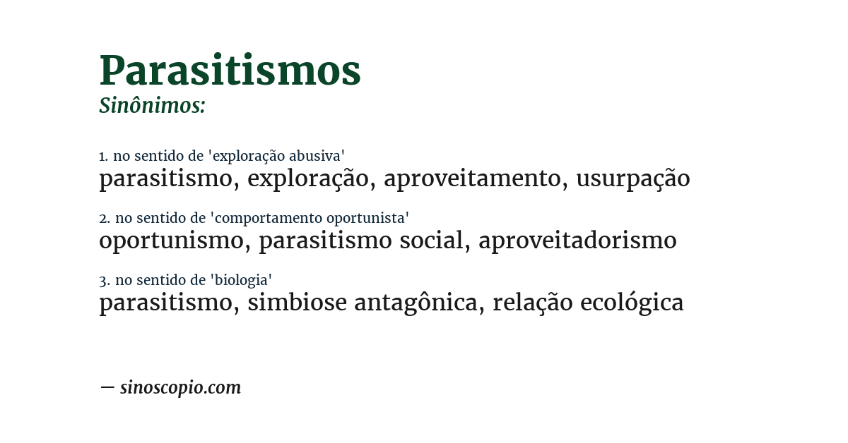 Sinônimo de parasitismos
