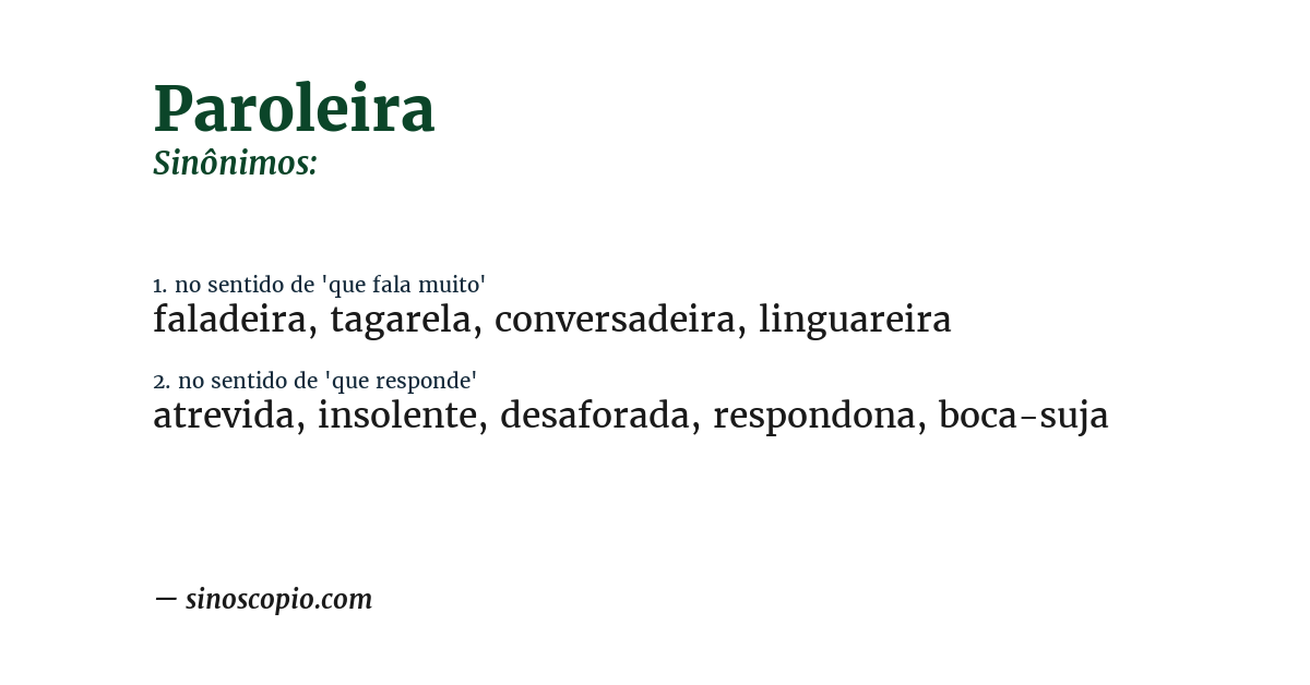 Sinônimo de paroleira
