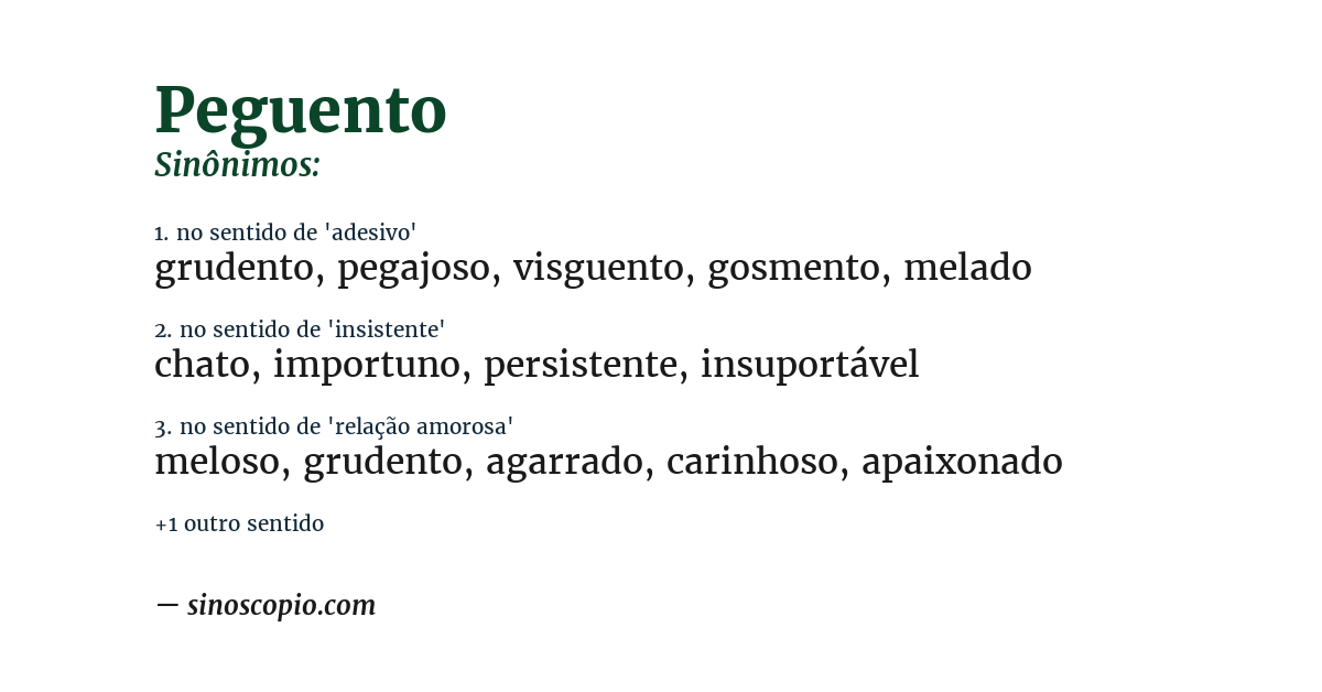 Sinônimo de peguento