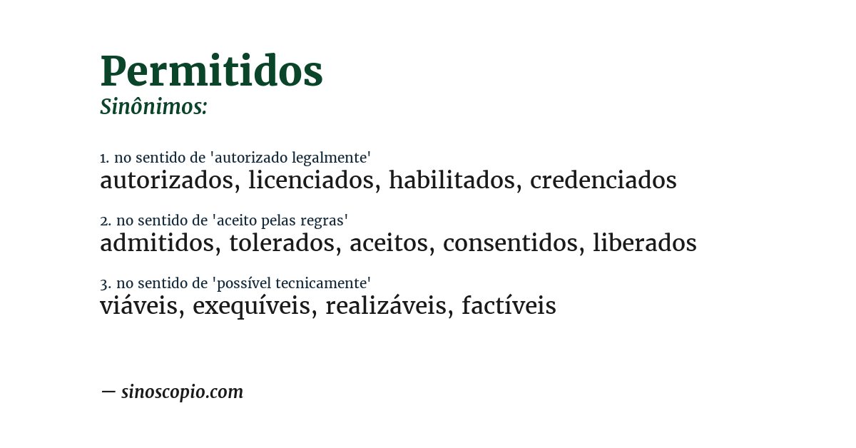 Sinônimo de permitidos