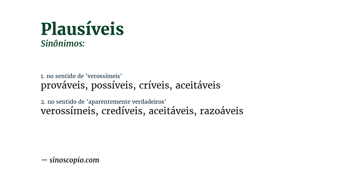 Sinônimo de plausíveis
