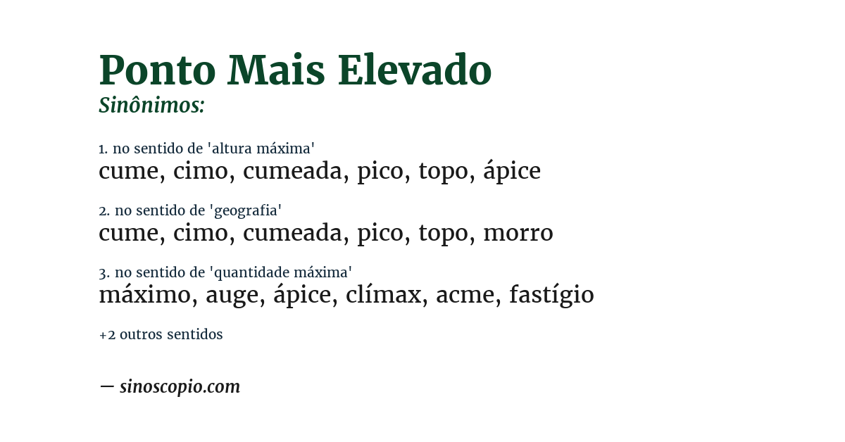 Sinônimo de ponto mais elevado
