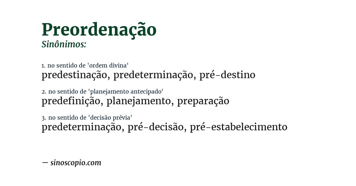 Sinônimo de preordenação