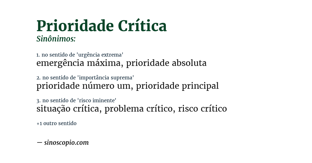 Sinônimo de prioridade crítica