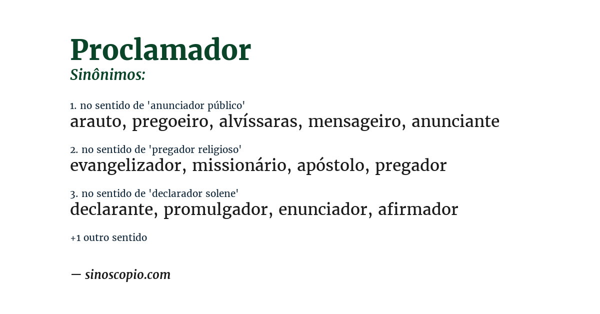 Sinônimo de proclamador