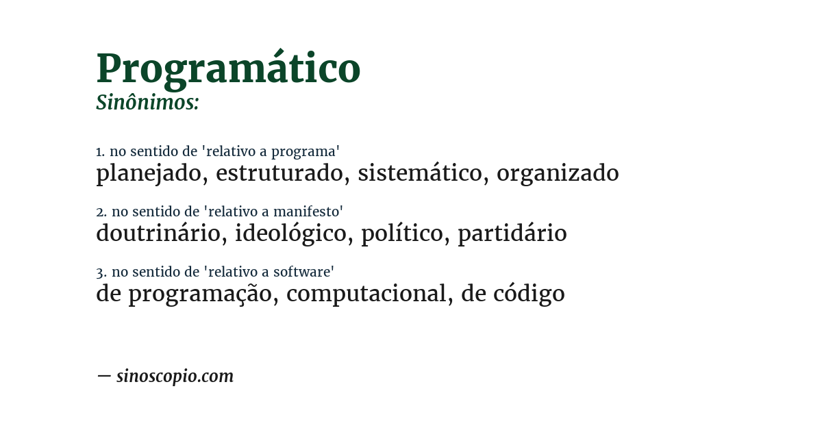 Sinônimo de programático