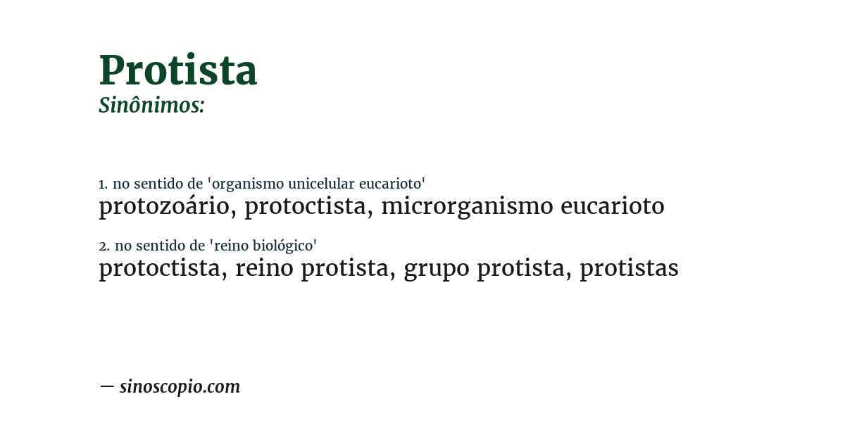 Sinônimo de protista