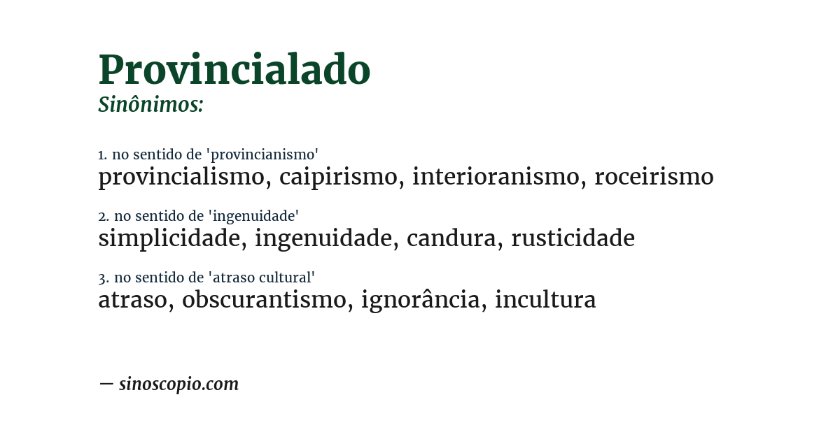 Sinônimo de provincialado
