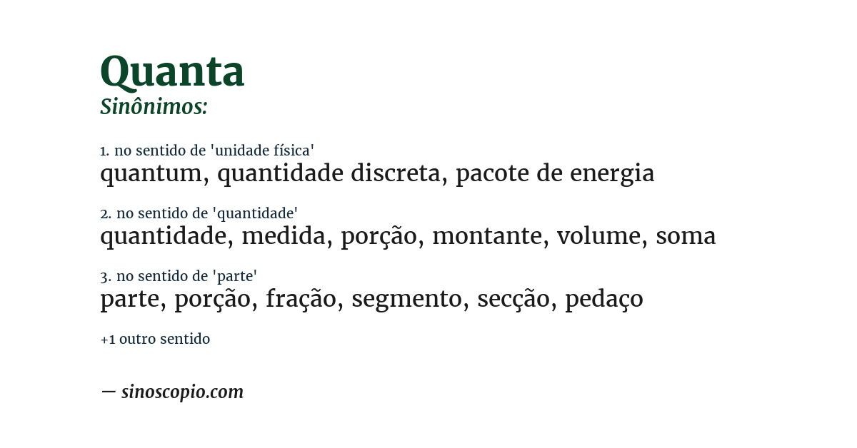 Sinônimo de quanta