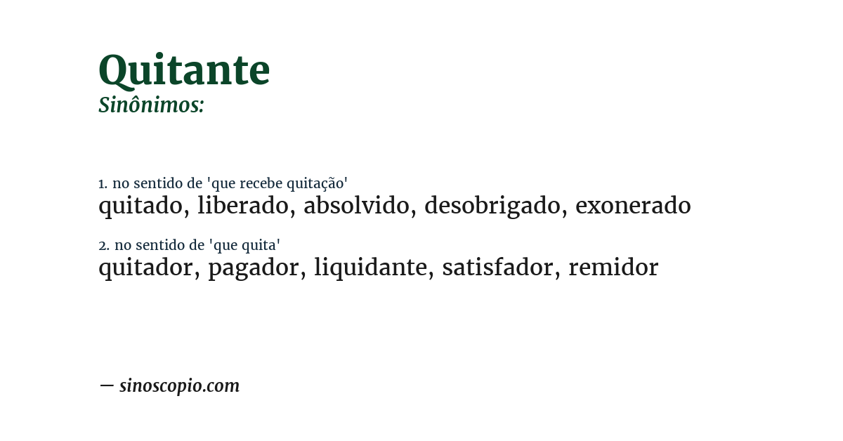 Sinônimo de quitante