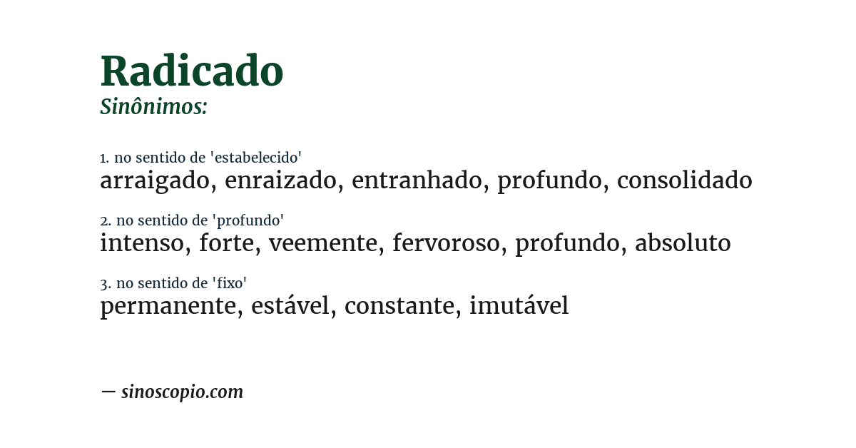 Sinônimo de radicado