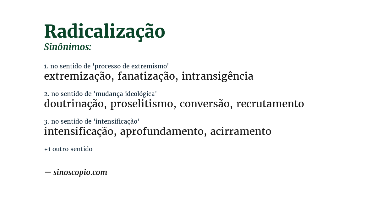 Sinônimo de radicalização