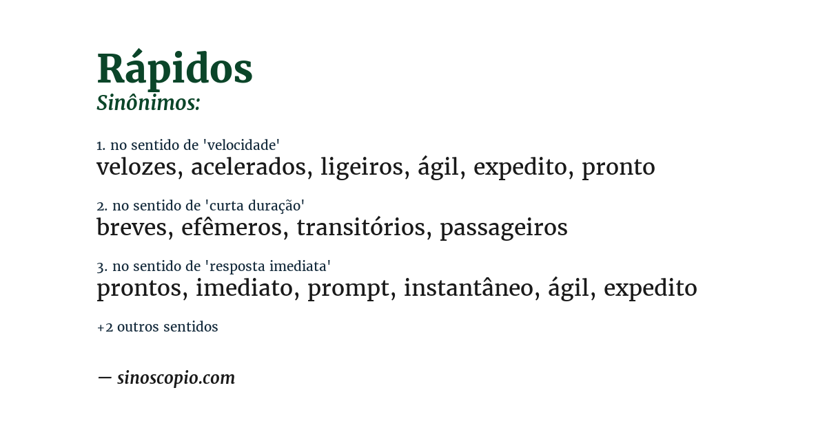 Sinônimo de rápidos