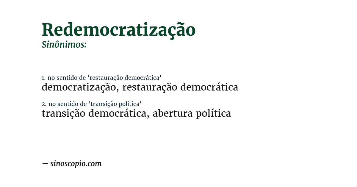 Sinônimo de redemocratização