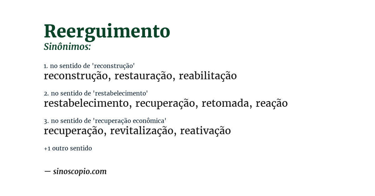Sinônimo de reerguimento
