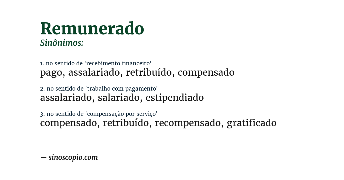 Sinônimo de remunerado