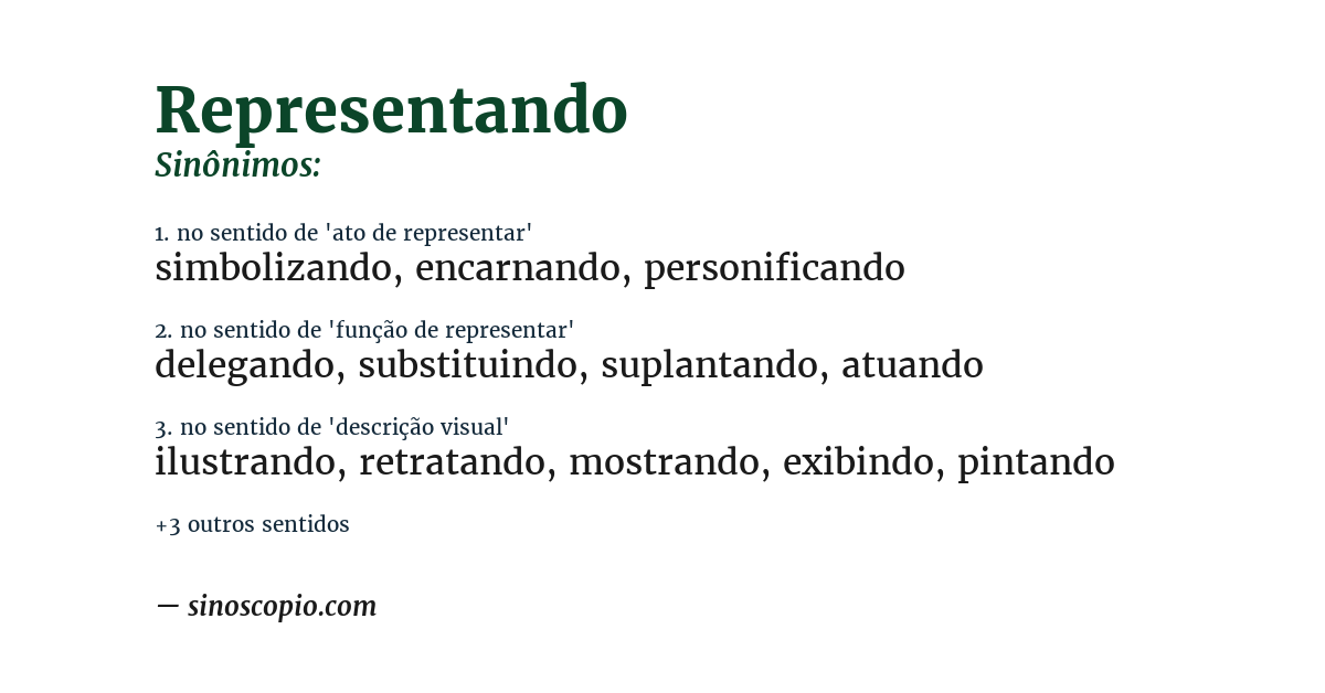 Sinônimo de representando